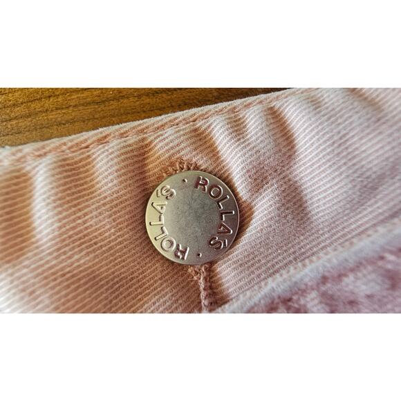 Rolla's Original  Short High Rise Cut Off Overalls, Pink, Anthropologie, Sz S - Picture 7 of 13